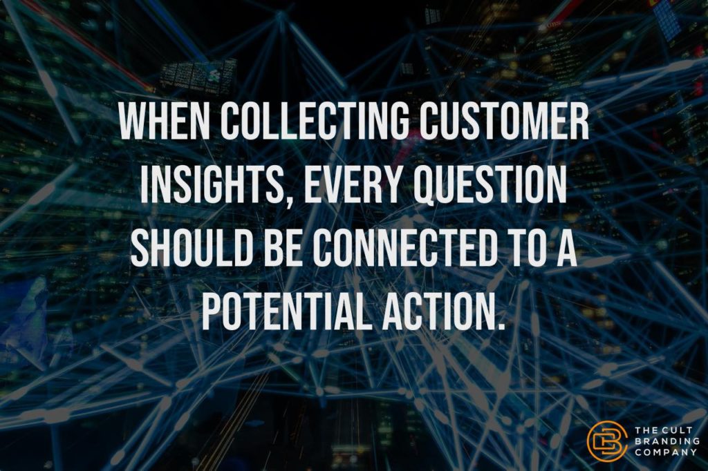 When collecting customer insights, every question should be connected to a potential action.